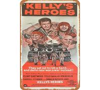 Zuhhgii Kelly's Heroes - Póster de película vintage de los años 70, letrero de estaño, retro de película antigua, letrero de metal para TV, bar, pared, club, restaurante, hombre, cueva, decoración de