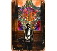 Zuhhgii Kid Cudi - Póster retro de metal con texto en inglés "Man on the Moon" (Hombre en la luna) - Letrero de metal divertido vintage para decoración de pared, póster para música, cafetería, bar