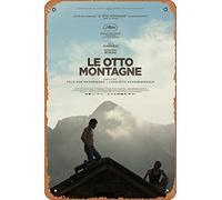 Zuhhgii Le Otto Montagne (Luca Marinelli, Alessandro Borghi) Póster de película de estaño para cine y cine de 20,3 x 30,5 cm, letrero de metal vintage para decoración del hogar, bar, pub, regalo