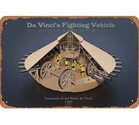 Zuhhgii Leonardo da Vinci's Tank Sci-fi Tech Concept Art - Letrero de metal para decoración de pared, 20.3 x 30.5 cm, aspecto vintage
