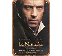 Zuhhgii Les Miserables - Hugh Jackman 2012 Póster de película vintage, cartel de estaño, retro de película antigua, cartel de metal, letrero de TV, bar, pared, club, restaurante, cueva de hombre