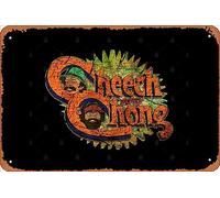 Zuhhgii Letrero de estaño retro Cheech and Chong, estilo vintage, divertido y novedoso, letreros de metal con texto en inglés "Man Cueva", letreros humorísticos, películas, música, bar, arte, póster