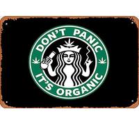 Zuhhgii Letrero de estaño retro con texto en inglés "Don't panic it's organic", divertido letrero de metal con texto en inglés "Don't panic it's organic" (Don't panic it's organic), divertido cartel