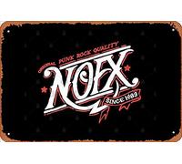 Zuhhgii Letrero de estaño retro NOFX The Original Punk Rock Band Vintage Funny Novedad Metal Signs Man Cueva Humorísticos Letreros Películas Bar Arte Póster Retro Impresión Decoración de Pared Garaje