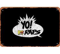 Zuhhgii Letrero de estaño retro vintage envejecido Yo! MTV Raps 90s Logo Vintage Funny Novedad Metal Signs Man Cueva Letreros Humorísticos Películas, Música Bar Art Poster Retro Impresión Decoración