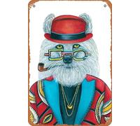 Zuhhgii Letrero de estaño vintage con diseño de Pip Foxworthy The Hipster Animal Gang, decoración de pared retro para el hogar, cafeterías, oficinas, tiendas, pubs, clubes, regalo de 8 x 12 pulgadas.
