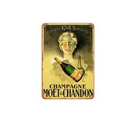 Zuhhgii Letrero de estaño vintage para champán Moet Chandon Deux Siecles De Perfection 1943, póster vintage de bebidas, vino, aperitivo, decoración de pared, póster artístico, regalo, letrero de metal