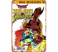 Zuhhgii Letrero de metal con personajes de cómics retro - True Believers: Phoenix Presents Jean Grey vs. Sabertooth 1 Comic Book NM - Póster de película para música, cafetería, bar, restaurante