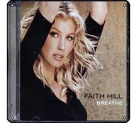 Zuhhgii Letrero de metal con texto en inglés "Breathe Breathe" de Faith Hill para decoración de pared con música rock, para hombre, cueva, gimnasio, piscina, bar, baño, garaje, pub, póster artístico