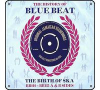 Zuhhgii Letrero de metal con texto en inglés "The History of Blue Beat: The Birth Of Ska BB101-BB125 A & B Sides - Letrero de metal vintage con música rock para decoración de pared, cueva de hombre