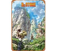 Zuhhgii Letrero de metal retro ABYstyle Dr Stone World Vintage Tin Sign, estilo cómic, letreros divertidos, cine cine, cueva de hombre, garaje, pub musical, cervecería, cafetería, decoración de pared