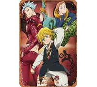 Zuhhgii Letrero de metal retro ABYstyle The Seven Deadly Sins Ban King and Meliodas Vintage Tin Sign, estilo cómic, letreros divertidos, cine cine, cueva de hombre, garaje, pub musical, cervecería