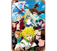 Zuhhgii Letrero de metal retro con los siete pecados capitales S3 Meliodas & Sins - Letrero vintage de estaño, estilo cómic, letreros divertidos, cine de cine, cueva de hombre, garaje, pub musical