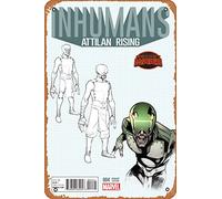 Zuhhgii Letrero de metal retro - Inhumans: Attilan Rising 4 Var B Comic Book NM - Cartel de película de anime para música, cafetería, bar, restaurante, supermercado, tienda, película regalos, 8 x 12