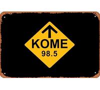 Zuhhgii Letrero retro de estaño KOME 98.5, radio FM, vintage, divertido, novedoso, letreros de metal, cueva, letreros humorísticos, películas, música, bar, arte, póster de impresión retro, decoración
