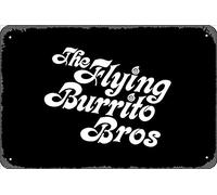 Zuhhgii Letrero retro de hojalata con texto en inglés "Flying Burrito Brothers", 2 letreros de metal con texto en inglés "Flying Burrito" Brothers 2 - Letreros de metal con texto en inglés "FLYING