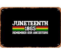 Zuhhgii Letrero retro de hojalata con texto en inglés "Juneteenth" y divertido cartel de metal con texto en inglés "Juneteenth" (12 x 8 pulgadas)