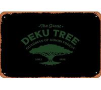 Zuhhgii Letrero retro de hojalata con texto en inglés "The Great Deku" con texto en inglés "The Great Deku Tree" (El gran árbol Deku), letreros de metal con texto en inglés "The Great Deku", con texto