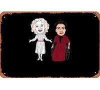 Zuhhgii Letrero retro de hojalata con texto en inglés "Whatever Happened to Baby Jane, Bette Davis, Joan Crawford, ilustración vintage, divertida, novedosa, letreros de metal, cueva, humorísticos