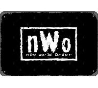 Zuhhgii Letrero retro de hojalata nWo - New World Order - Pro Wrestling Vintage Funny Novedad Letreros de metal con texto en inglés "Man Cave Humorístico" Películas Música Bar Art Poster Retro