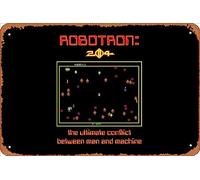 Zuhhgii Letrero retro de hojalata Robotron: 2084 Humanidades Última Esperanza, vintage, divertido, novedoso, letrero de metal, letrero humorístico, películas, música, bar, arte, póster de impresión