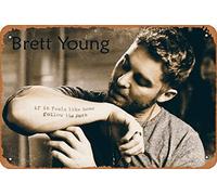 Zuhhgii Letreros de metal con música vintage de Brett Young Fan Art Póster de celebridades y músicos, arte de pared, decoración retro, letrero de lata de 8 x 12 pulgadas