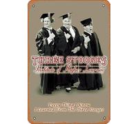 Zuhhgii Letreros de metal vintage, divertido póster de The Three Stooges Higher Learnin', póster artístico para pared, placa decorativa para hombre musical, cueva, granja, bar, pub, club, cafetería