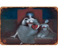 Zuhhgii Living Waiting 4 what Never Comes • Queen of Hearts 03 Pop Culture Abstract and Surrealista Concept Art Metal Tin Sign - Cartel de aspecto vintage de 8 x 12 pulgadas, placa decorativa de pared