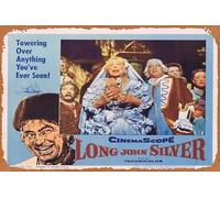 Zuhhgii Long John Silver - Tarjeta de vestíbulo de 7 Byron Haskin Robert Newton, cartel vintage de estaño, retro de película antigua, cartel de metal, letrero de TV, bar, karaoke, cueva, hombre