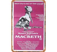 Zuhhgii MACBETH - Póster original de la película Daybill Jon Finch Francesca Annis William Shakespeare, cartel de estaño vintage, retro de película antigua, letrero de metal, letrero de TV, bar