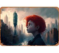 Zuhhgii New Kid In Town Cities and Architecture People Concept Art - Letrero de metal para decoración de pared, 20.3 x 30.5 cm, aspecto vintage