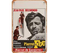 Zuhhgii Pierrot Le Fou - Póster de película retro, letrero de estaño para cafetería, restaurante, hogar, club, restaurante, hombre, cueva, regalo, vintage, 12 x 8 pulgadas.