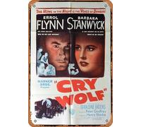 Zuhhgii Póster clásico clásico clásico de la película CRY WOLF 1947 Errol Flynn Barbara Stanwyck US una hoja de póster de película de metal cartel de TV regalo karaoke bar pub club placas de pared