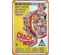 Zuhhgii Póster clásico clásico de película antigua Crack in the World de una hoja de Vincent Price, póster de película de ciencia ficción, póster de metal para TV, regalo de karaoke, bar, pub, club