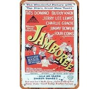 Zuhhgii Póster clásico retro de JAMBOREE Original Daybill de la película Fats Domino Jerry Lee Lewis, cartel de estaño, póster de película, decoración de pared, letrero de metal para regalo, karaoke