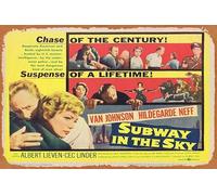Zuhhgii Póster clásico retro de la película Subway in the Sky Title Lobby Card Van Johnson Hildegard Knef Vintage Metal Tin Sign Old TV Film Poster Gift Karaoke Bar Pub Club Placas decorativas de