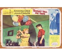 Zuhhgii Póster clásico retro de la película TAMMY TELL ME TRUE 1961 Sandra Dee Lobby Card 4 globos Vintage Metal Tin Sign Old TV Film Poster Gift Karaoke Bar Pub Club Placas Decorativas de Pared Man