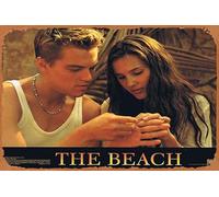Zuhhgii Póster clásico retro de la película The Beach Original Lobby Card 2 Leonardo DiCaprio Danny Boyle Vintage Metal Tin Sign Old TV Film Poster Gift Karaoke Bar Pub Club Placas Decorativas de