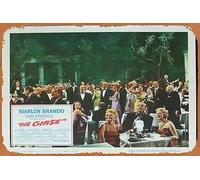 Zuhhgii Póster clásico retro de la película The Chase 1966 Marlon Brando Jane Fonda Lobby Card 2 Vintage Metal Tin Sign Old TV Film Poster Gift Karaoke Bar Pub Club Placas de pared Decoración del