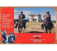 Zuhhgii Póster clásico retro de la película The Cheyenne Club Social Club, tarjeta original de 3 James Stewart Henry Fonda, letrero de metal vintage de estaño, póster de película de televisión antigua