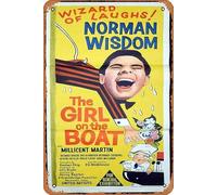 Zuhhgii Póster clásico vintage de la película The Girl on the Boat Original Daybill Movie Poster Norman Wisdom Millicent Martin Richard Briers Retro Metal Film TV Poster Gift Karaoke Bar Pub Club