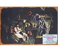 Zuhhgii Póster clásico vintage de la película The Golden Voyage of Sinbad Original Lobby Card 4 Ray Harryhausen Retro Metal Film TV Poster Gift Karaoke Bar Pub Club Placas decorativas de pared Man