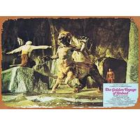 Zuhhgii Póster clásico vintage de la película The Golden Voyage of Sinbad Original Lobby Card 5 Ray Harryhausen Retro Metal Film TV Poster Gift Karaoke Bar Pub Club Placas decorativas de pared Man