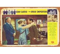 Zuhhgii Póster clásico vintage de la película The Great Imostor, tarjeta de vestíbulo, 6 Tony Curtis Edmond O'Brien, impostor, retro, metal, película, TV, póster de regalo, karaoke, bar, pub, club