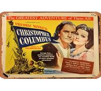 Zuhhgii Póster de la película de Cristóbal Colón, letrero retro de estaño para cafetería, restaurante, hogar, club, restaurante, hombre, cueva, regalo, vintage, metal, 12 x 8 pulgadas.