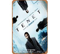 Zuhhgii Póster de la película Tenet (John David Washington, Christopher Nolan), letrero de estaño, cine, cine, teatro, 8 x 12 pulgadas, letrero de metal vintage para decoración del hogar, bar, pub