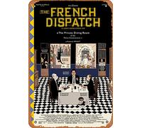 Zuhhgii Póster de la película The French Dispatch (Wes Anderson, Timothee Chalamet), letrero de estaño, cine y cine, 8 x 12 pulgadas, letrero de metal vintage para decoración del hogar, bar, pub