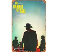 Zuhhgii Póster de la película The Harder They Fall (Idris Elba, Regina King), letrero de estaño, cine y cine, 8 x 12 pulgadas, letrero de metal vintage para decoración del hogar, bar, pub, garaje