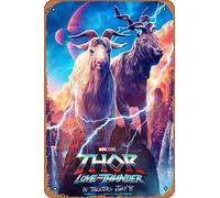 Zuhhgii Póster de la película Thor Love And Thunder (cabras, Chris Hemsworth), letrero de estaño, cine y cine, 8 x 12 pulgadas, letrero de metal vintage para decoración del hogar, bar, pub, garaje