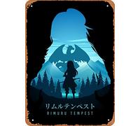 Zuhhgii Póster de metal de anime minimalista con figura de anime, letrero de estaño de metal Rimuru Tempest Tensura, decoración de pared, letrero de estaño, 8 x 12 pulgadas